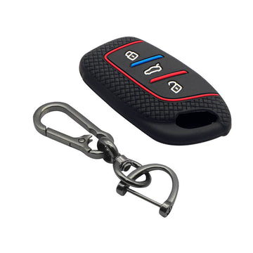 Keycare Silicone Key Cover and keychain Fit for MG : MG ZS EV, Astor 3 Button Smart Key (KC65, Zinc Alloy) - Keyzone
