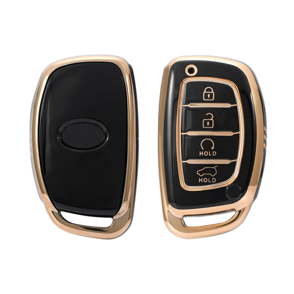Keyzone Pack of 2 TPU Key Cover For Hyundai : Alcazar, Creta 2021 4 Button Smart Key (KZ-TP-67-Pack of 2) - Keyzone