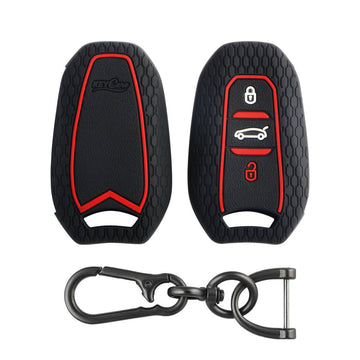 Keycare silicone key cover and keyring fit for : Citroen C5 Aircross 3 button smart key (KC-66, Zinc Alloy) - Keyzone