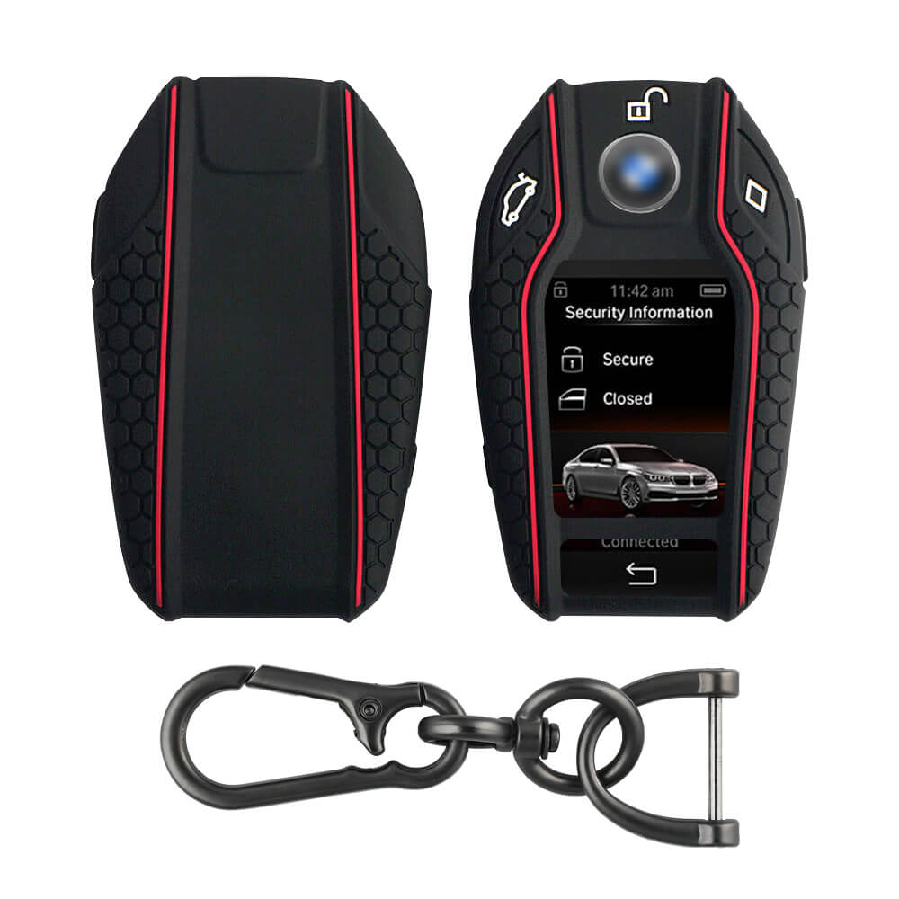 Keycare silicone key cover and keyring fit for : BMW LCD Display smart key (KC-68, Zinc Alloy)