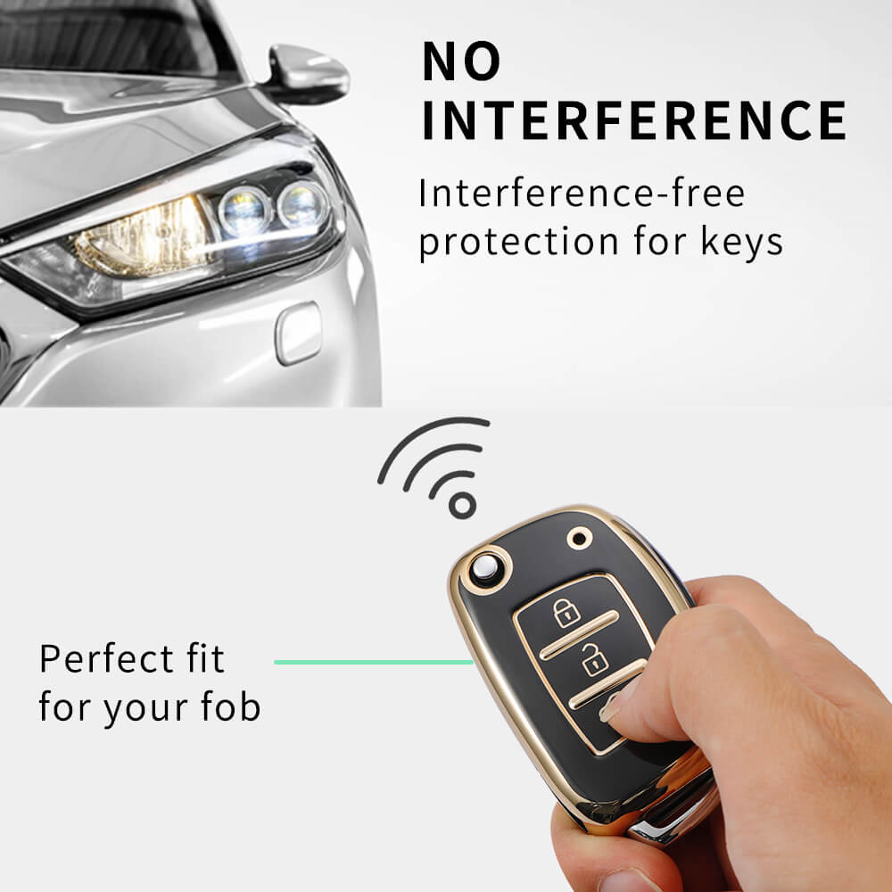 Keyzone Pack of 2 TPU Key Cover For Hyundai : Creta, I20 2020, I20 Elite, I20 Active, Grand I10, Aura, Xcent 19 Onwards, Venue Flip Key (KZTP10-Pack of 2) - Keyzone