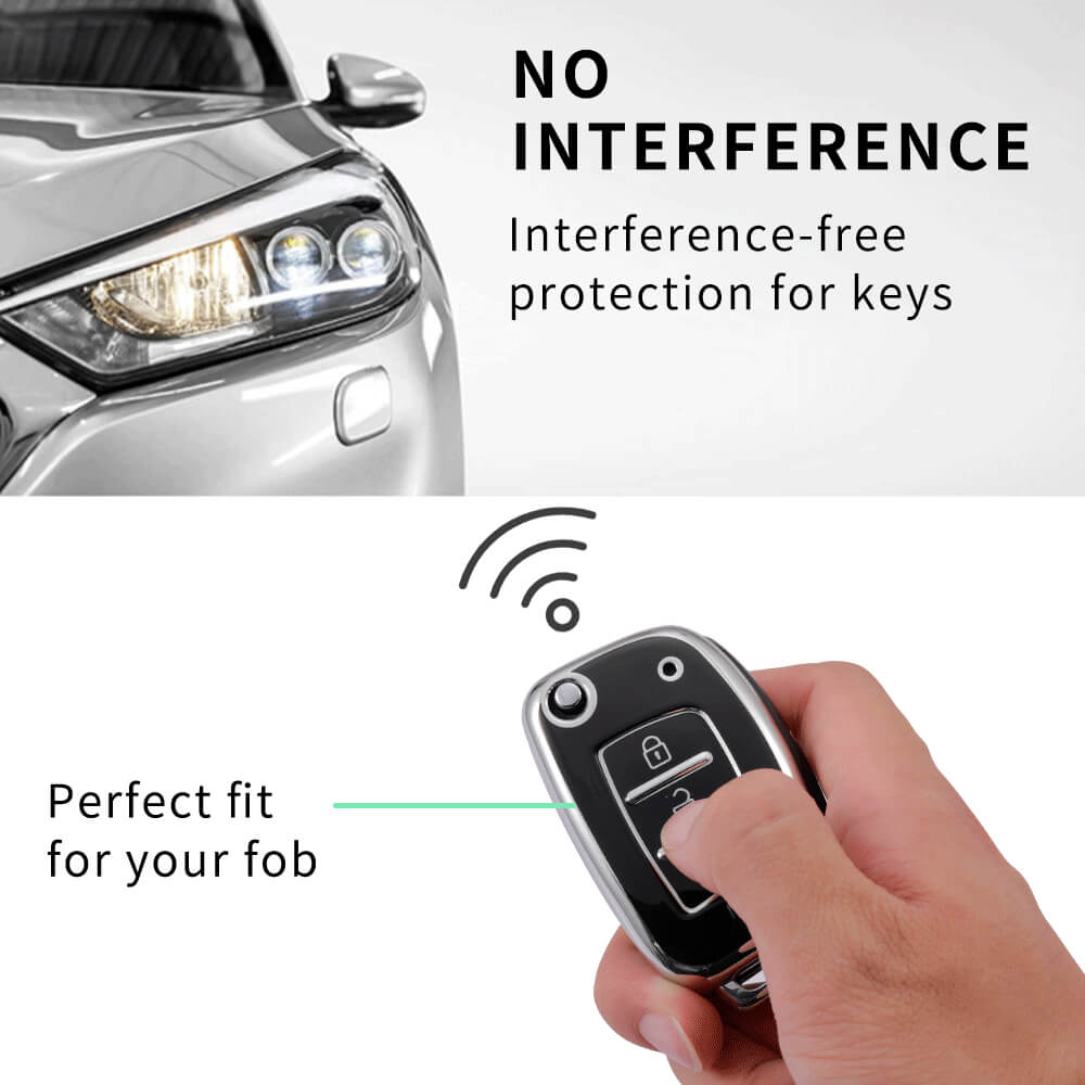 Keyzone Pack of 2 TPU Key Cover For Hyundai : Creta, I20 2020, I20 Elite, I20 Active, Grand I10, Aura, Xcent 19 Onwards, Venue Flip Key (KZTP10-Pack of 2) - Keyzone