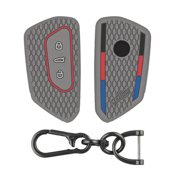 Keycare silicone key cover and keychain fit for: Skoda / Volkswagen 3b new smart key (KC74, Zinc Alloy) - Keyzone