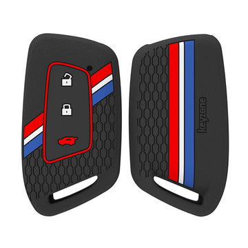 Keyzone striped silicone key cover for MG Hector 3 button smart key (KZS-24)