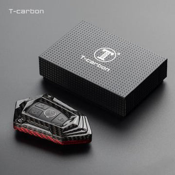 T-carbon genuine carbon fibre key cover and keychain compatible for Mercedes Benz old C E M S CLS CLK GLK GLC G Class 3 Button Smart Key - Keyzone