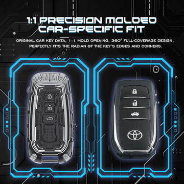 Keyzone Iron Core Series Key cover Compatible for Toyota Fortuner, Legender, Innova HyCross, Land Cruiser 3 Button Smart key(IC18-3B)