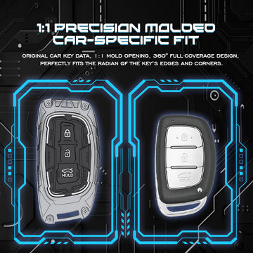 Keyzone Iron Core Series Key cover Compatible for Hyundai i20, Creta, Venue, Tucson, Alcazar, Grand i10, Verna, Xcent, Aura, Elantra 3 button smart key(IC07)