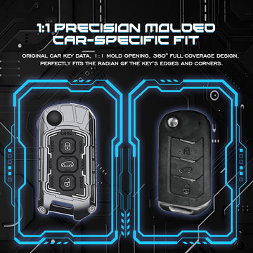Keyzone Iron Core Series Key cover Compatible for Mahindra Thar Roxx, Thar, Bolero, Scorpio, XUV700, XUV400, XUV3x0, XUV300, TUV300, Marazzo 3 button flip key (IC09)