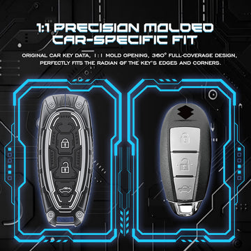 Keyzone Iron Core Series Key cover Compatible for Suzuki Baleno, Ciaz, Ignis, SCross, Vitara Brezza, Toyota Urban Cruiser 3 button smart key (IC04)