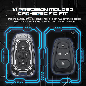 Keyzone Iron Core Series Key cover Compatible for Tata Nexon, Harrier, Safari, Altroz, Punch, Tigor 4 button smart key.(IC08)