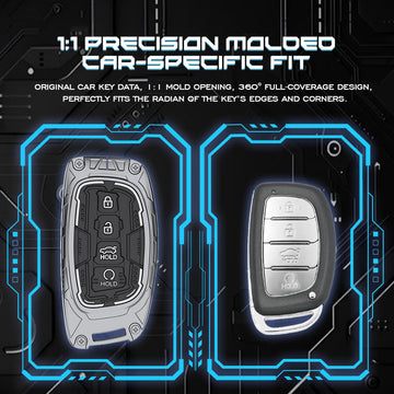 Keyzone Iron Core Series Key cover Compatible Exter, Creta, i20, Aura, Verna 4s, Xcent, Tucson, Elantra 4 Button Smart key(IC67 T-2)
