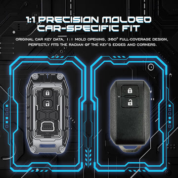 Keyzone Iron Core Series Key cover Compatible for Suzuki Victoris, Swift, DZire, Baleno, Ertiga, Grand Vitara, Brezza, Fronx, Jimny XL6, Ignis 2 button smart key(IC05)