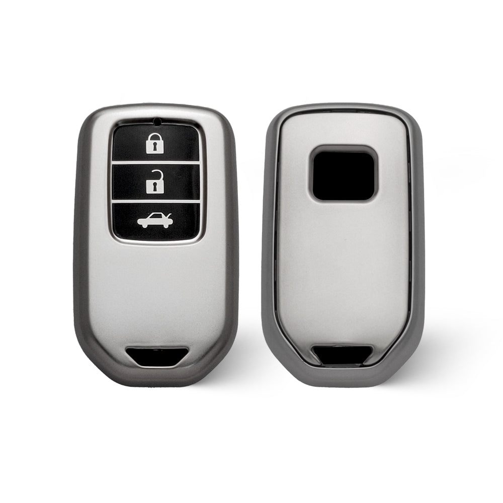 Keyzone TPU car key cover for Honda City, Civic, Jazz, Amaze, CR-V, BR-V, WR-V with 3 button smart key (GMTP24_3b)
