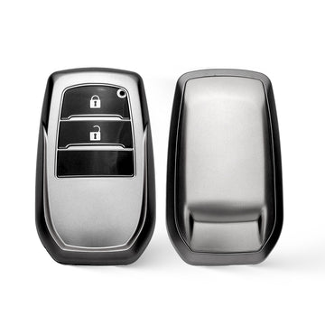 Keyzone TPU Key Cover & zinc alloy key holder for Toyota Innova Crysta, Innova HyCross, Hilux 2 Button Smart Key (GMTP18_2b, zinc alloy)