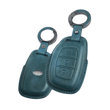 Keyzone Vintage Leather Key Cover for Hyundai i20, Creta, Venue, Tucson, Alcazar, Grand i10, Verna, Xcent, Aura, Elantra 3 button smart key(VL07)
