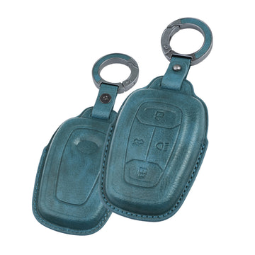 Keyzone Vintage Leather Key Cover for Tata Nexon, Harrier, Safari, Altroz, Punch, Tigor 4 button smart key(VL08)