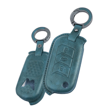Keyzone Vintage Leather Key Cover for Mahindra Thar Roxx, Thar, Bolero, Scorpio, XUV700, XUV400, XUV3x0, XUV300, TUV300, Marazzo 3 button flip key(VL09)