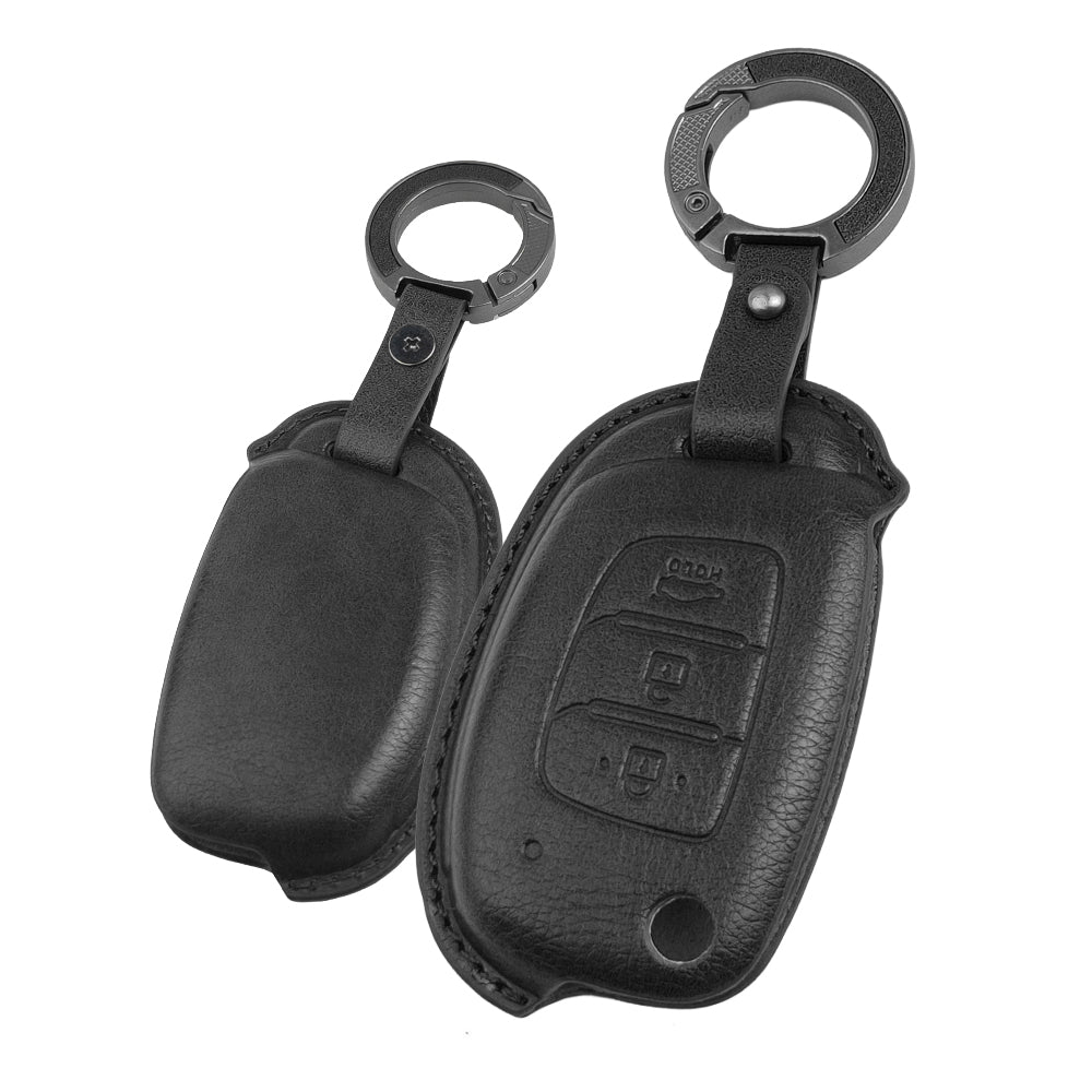 Keyzone Vintage Leather Key Cover for Hyundai Exter, i20, Creta, Venue