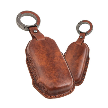 Keyzone Vintage Leather Key Cover fit for Kia Seltos, Sonet 2023 Facelift 4 Button smart Key (VL77)