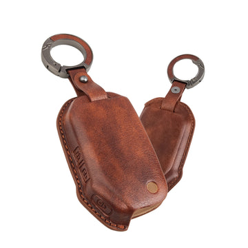 Keyzone Vintage Leather Key Cover Compatible for Kia Seltos, Sonet, Carens, Carens Clavis 3 Button flip Key (VL78)