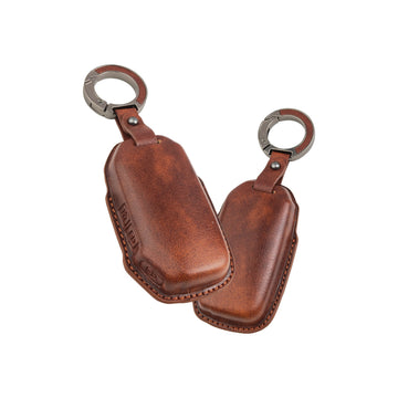 Keyzone Vintage Leather Key Cover Compatible for Kia Seltos, Sonet, Carens 2023 Onwards 3 Button Smart Key (VL79)