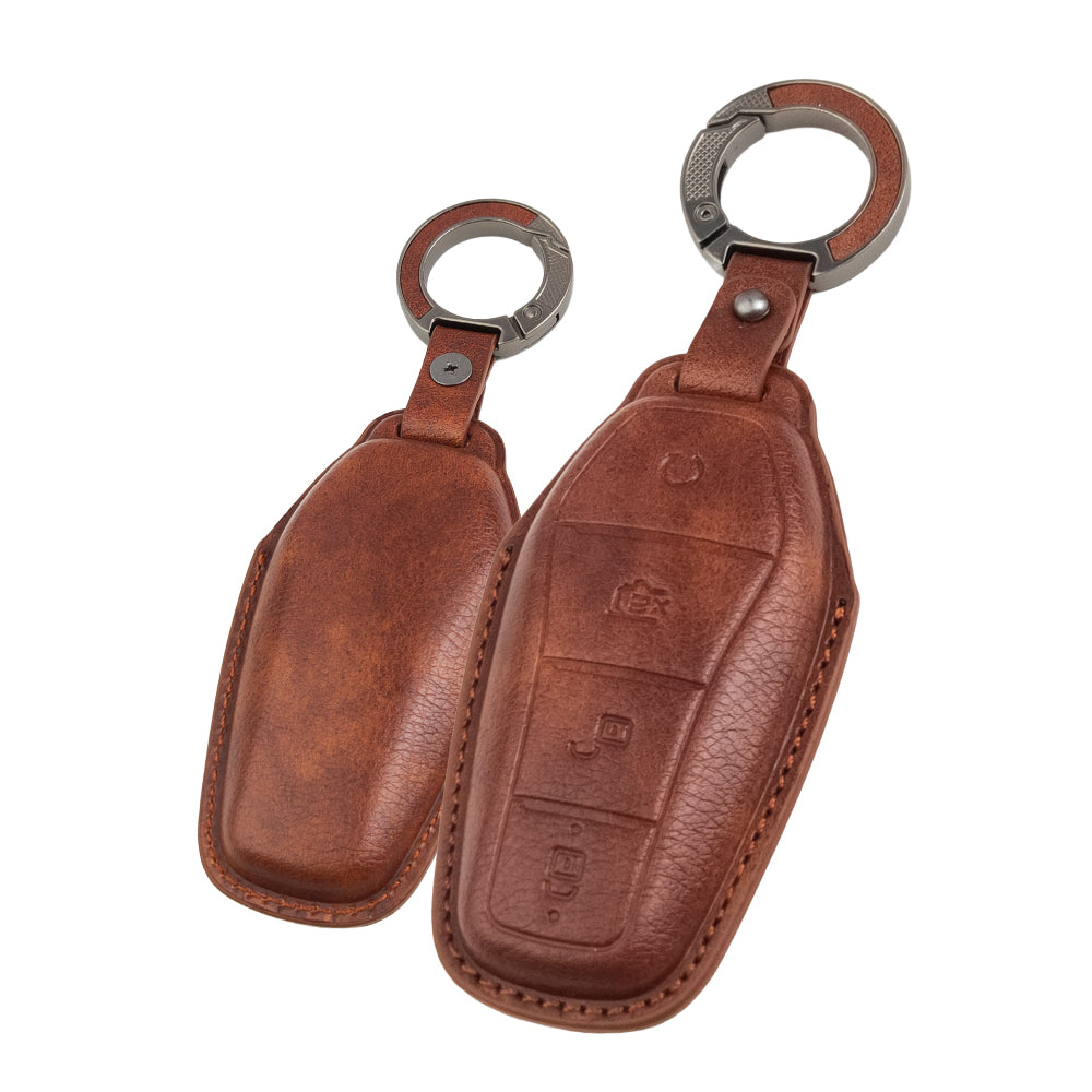 Keyzone Vintage Leather Key Cover Compatible for BYD Seal, Atto3 4 But