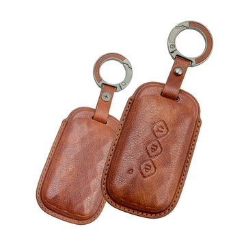 Keyzone Vintage Leather Key Cover for MG Hector Tomahawk EV smart Key.