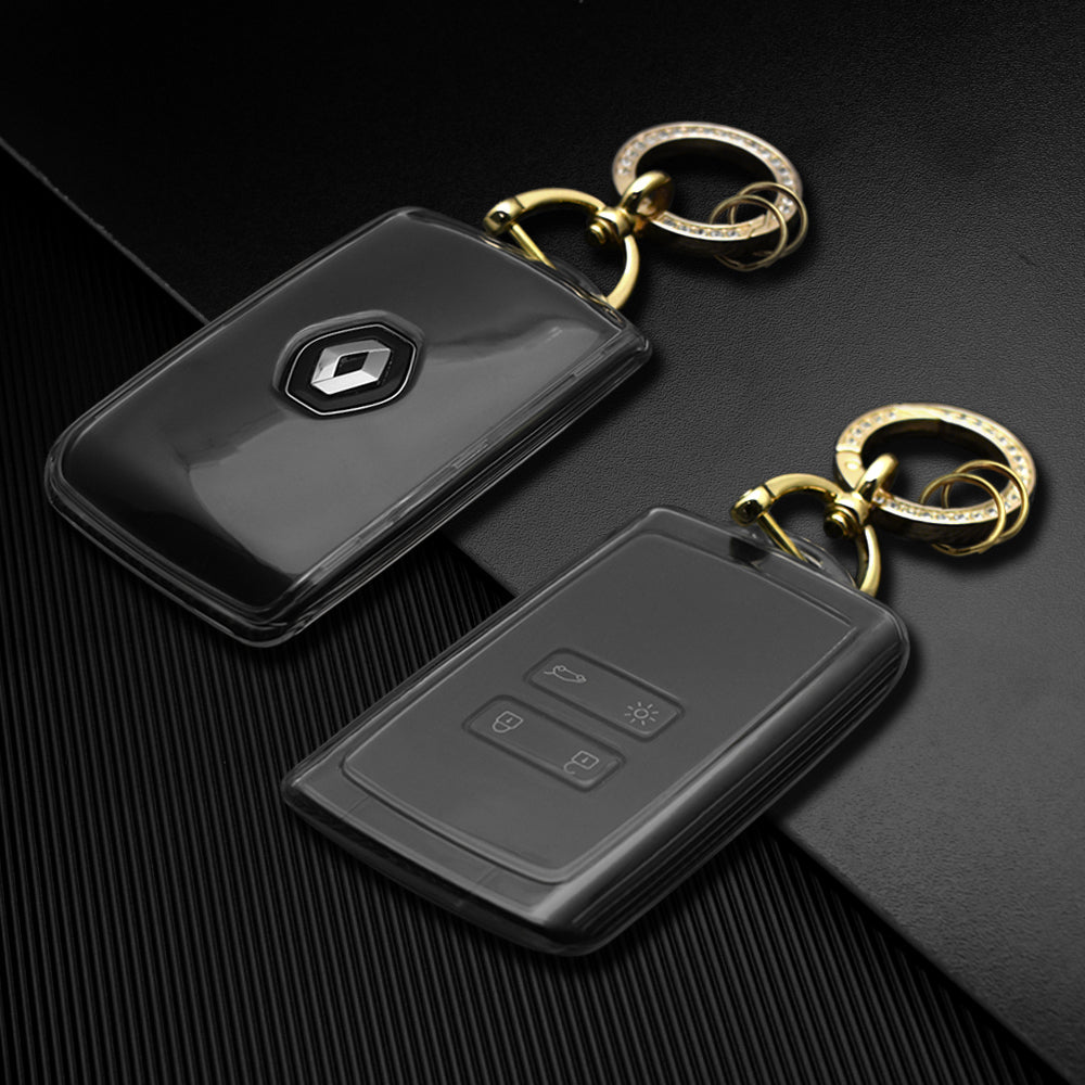 Keyzone clear TPU key cover and diamond keychain fit for: Triber, Kiger smart card (CLTP46+KH08) - Keyzone