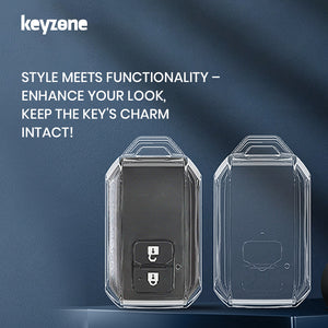 Keyzone clear TPU key cover fit for Victoris, Jimny, Baleno, Grand Vitara, Xl6, Ignis, Swift, Ertiga, New Brezza 2022, Dzire, Fronx 2 button Smart Key (CLTP05)