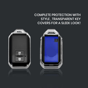 Keyzone clear TPU key cover fit for Victoris, Jimny, Baleno, Grand Vitara, Xl6, Ignis, Swift, Ertiga, New Brezza 2022, Dzire, Fronx 2 button Smart Key (CLTP05)