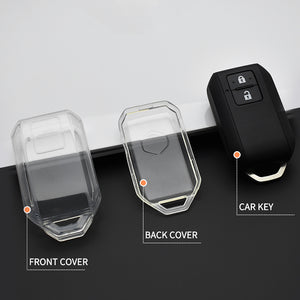 Keyzone clear TPU key cover fit for Victoris, Jimny, Baleno, Grand Vitara, Xl6, Ignis, Swift, Ertiga, New Brezza 2022, Dzire, Fronx 2 button Smart Key (CLTP05)