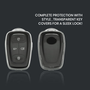 Keyzone clear TPU key cover for Tata Nexon, Altroz, Harrier, Tigor Bs6, Safari Gold, Punch, Tigor Ev, Safari 2021 4 button smart key (CLTP08)