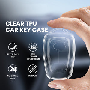 Keyzone clear TPU key cover for Tata Nexon, Altroz, Harrier, Tigor Bs6, Safari Gold, Punch, Tigor Ev, Safari 2021 4 button smart key (CLTP08)