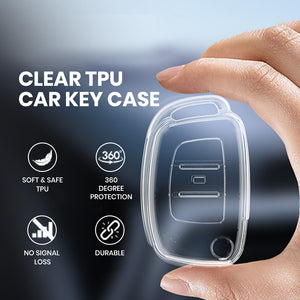Keyzone clear TPU key cover fit for: Creta, I20 2020, I20 Elite, I20 Active, Grand I10, Aura, Xcent 19 Onwards, Venue flip key (CLTP10)