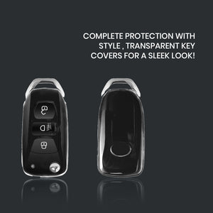 Keyzone clear TPU key cover fit for Tata Curvv, Nexon, Harrier, Safari, Altroz, Punch, Tigor, Tiago, Zest, Bolt, Hexa flip key (CLTP29)