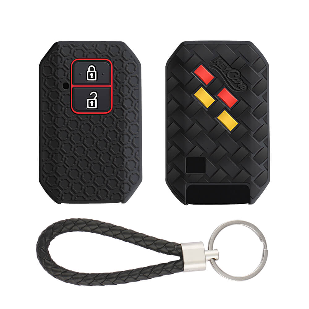 Keycare DE Series silicone key cover and keychain fit for : Glanza, Urban Cruiser Hyryder, Rumion 2 button smart key (DE-05, KCMini Keychain) - Keyzone