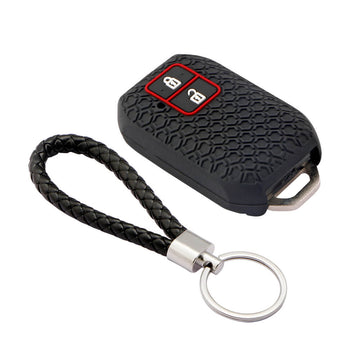 Keycare DE Series silicone key cover and keychain fit for : Glanza, Urban Cruiser Hyryder, Rumion 2 button smart key (DE-05, KCMini Keychain)