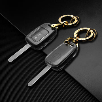 Keyzone clear TPU key cover and diamond keychain fit for : WR-V, City, Jazz, Amaze 2014+ 2 button remote key (CLTP33+KH08)
