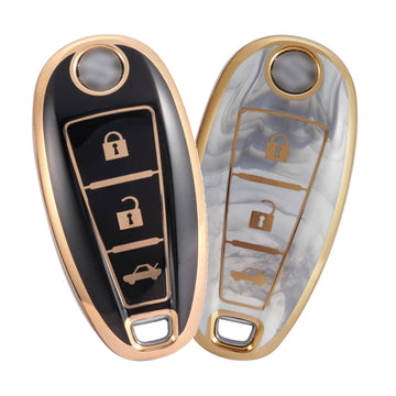 Keyzone Pack of 2 TPU Key Cover For Suzuki : Baleno, Ciaz, Ignis, S-Cross, Vitara Brezza 3 Button Smart Key (KZTP04-Pack of 2)