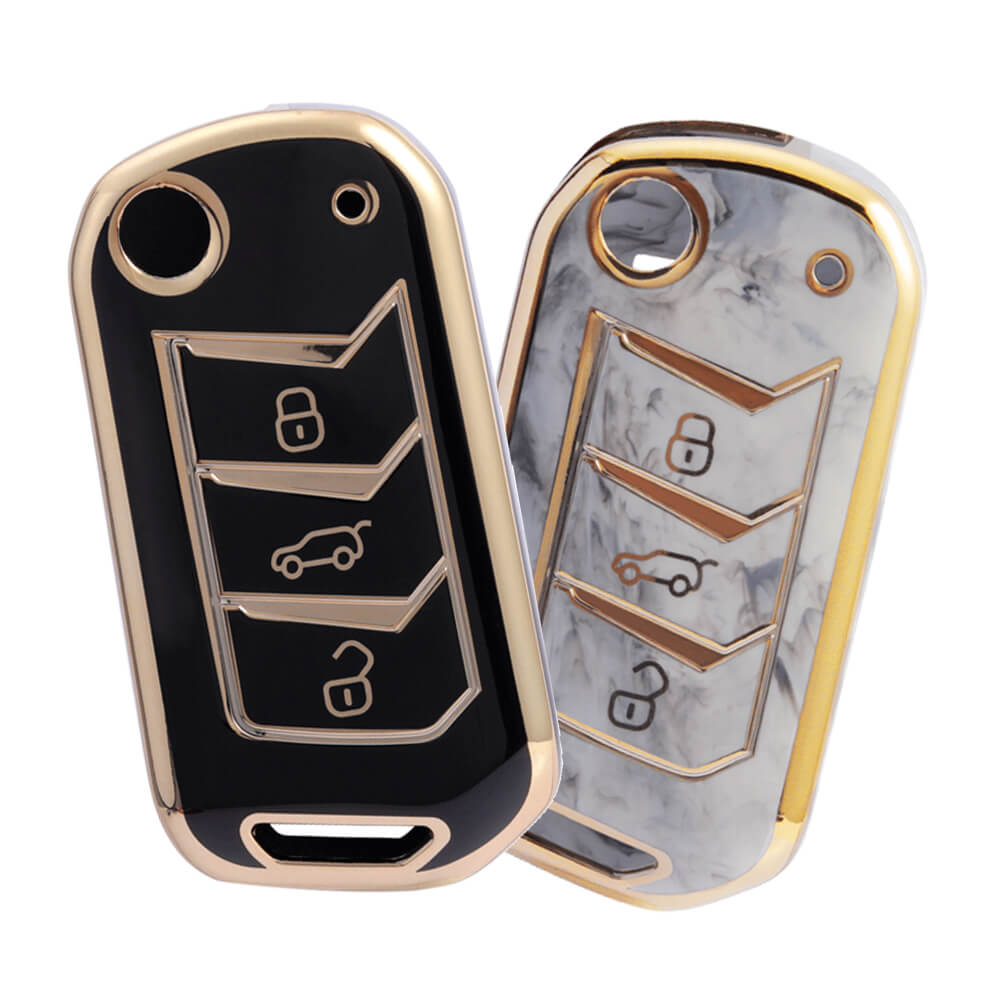 Keyzone Pack of 2 TPU Key Cover For Mahindra : Marazzo, TUV300 Plus, Scorpio, Thar 2020, XUV700, XUV300, XUV400, Bolero 2020, Scorpio-N flip key (KZTP09-Pack of 2)