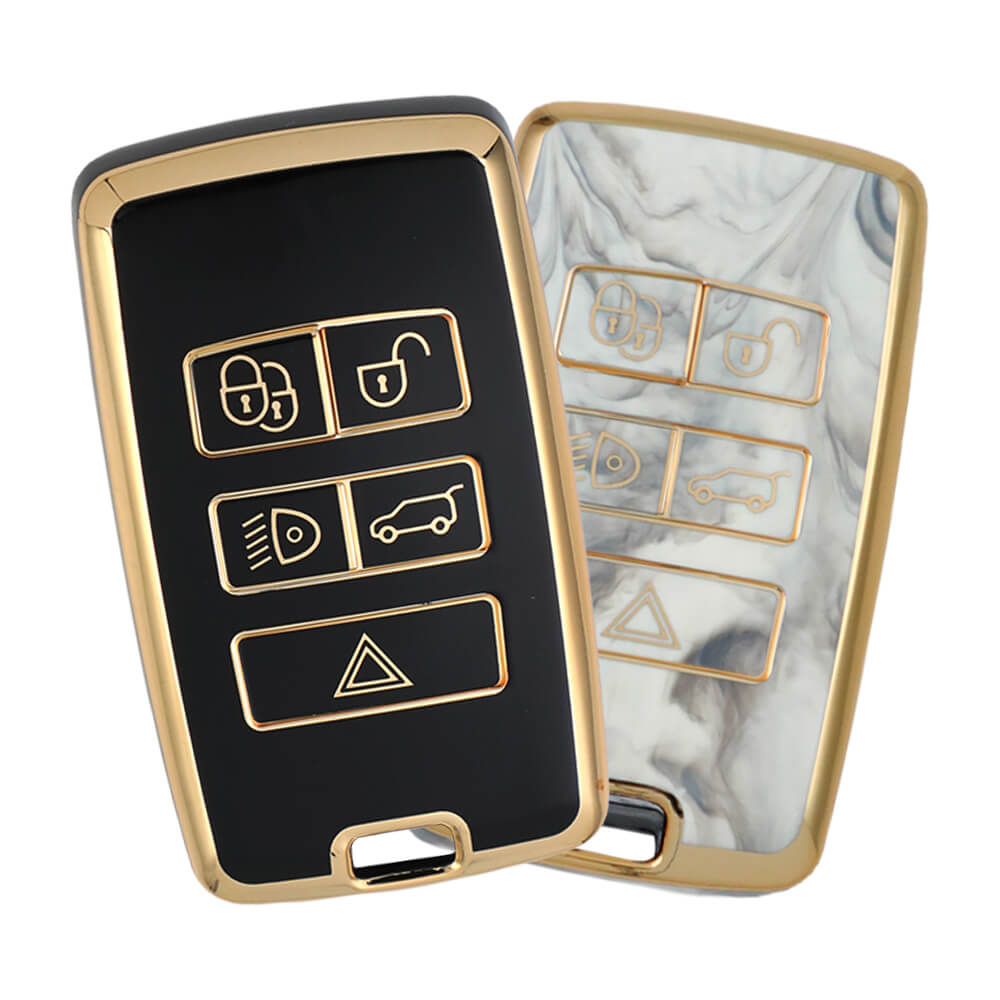 Keyzone pack of 2 TPU key cover for Range Rover : Sport Evoque Velar Discovery Defender (2018, 2019, 2020, 2021) 5 Button Smart Key (TP73-pack of 2)