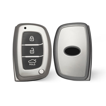 Keyzone TPU key Cover compatible for i20 Creta Grand i10 Xcent Tucson Aura Xcent Verna Elantra Exter 3 button smart key (GMTP07)