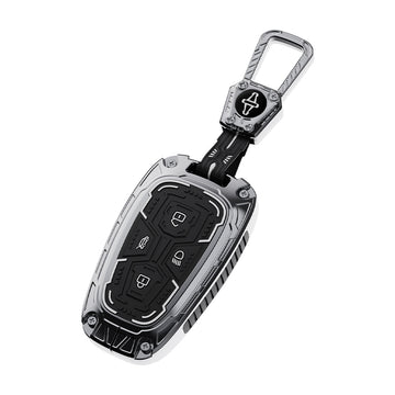 Keyzone Iron Core Series Key cover Compatible for Tata Nexon, Harrier, Safari, Altroz, Punch, Tigor 4 button smart key.(IC08)