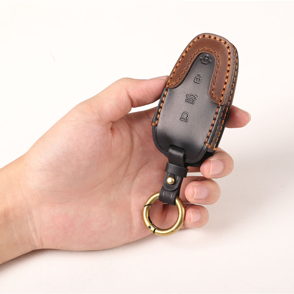 Keyzone dual leather key cover fit for Tucson 4 button smart key (KDL7