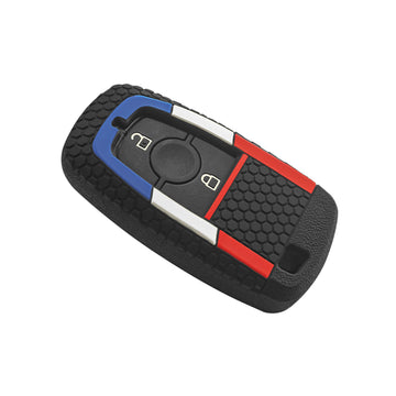 Keyzone striped silicone key cover fit for: Ford Ecosport, Endeavour, Figo, Freestyle, Figo Aspire 2/3 button smart key (KZS_FordSmart)