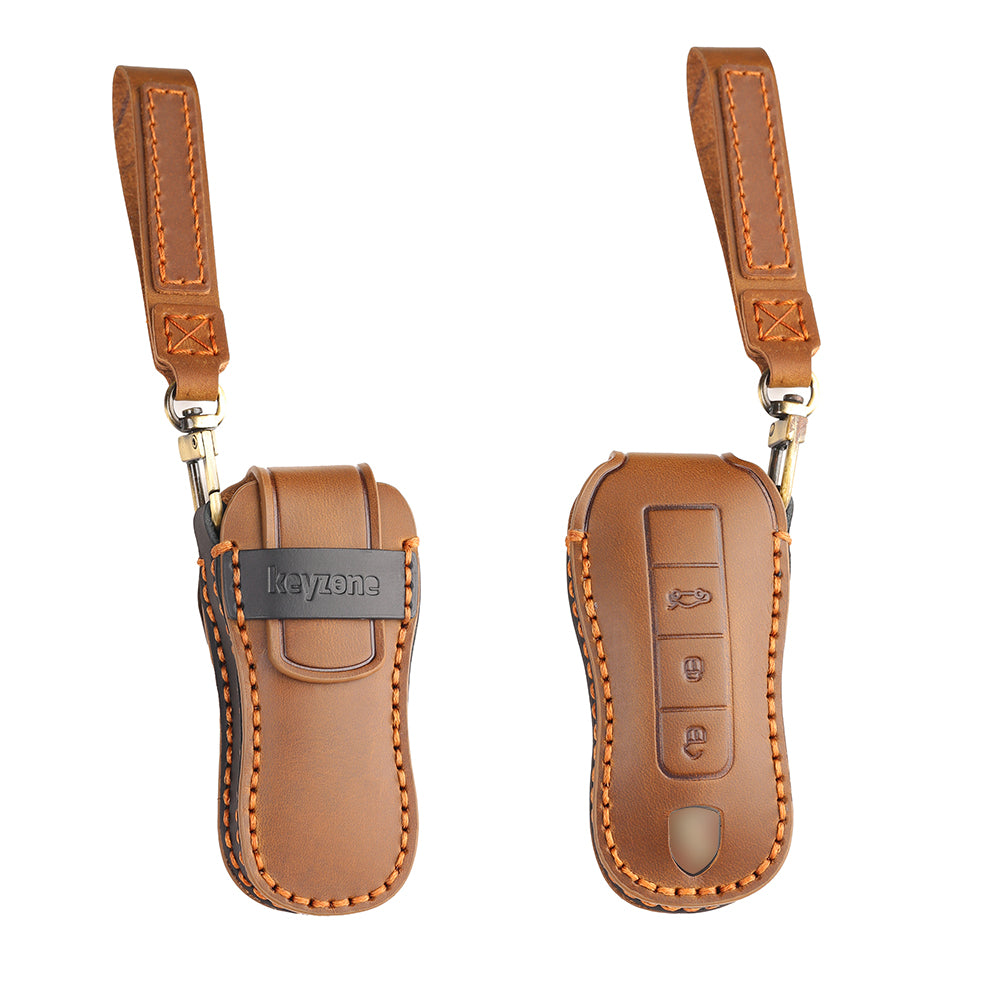 Keyzone leather key cover for Porsche 911, Cayenne, Panamera, Taycan