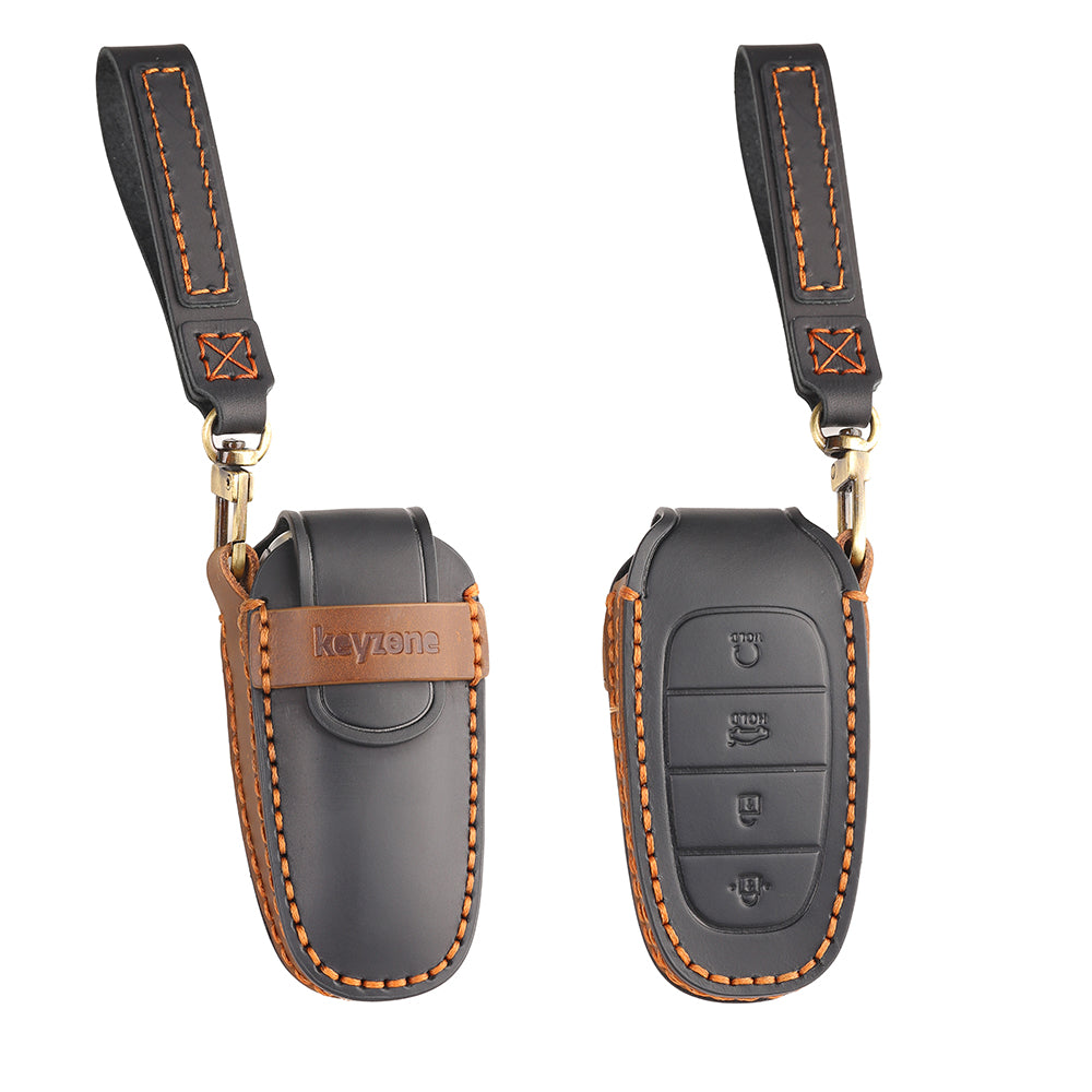 Keyzone leather key cover fit for Tucson 4 button smart key (KZL75) - Keyzone