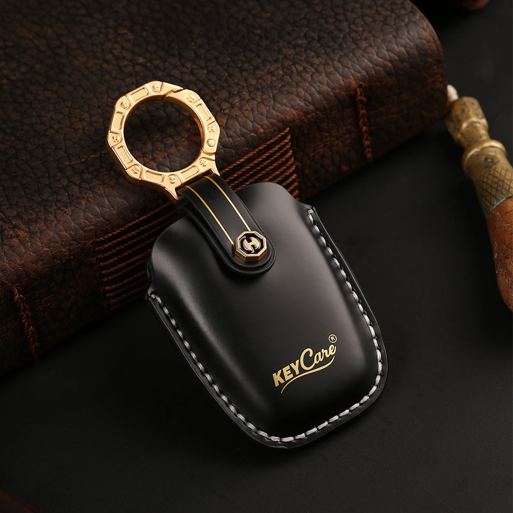 Keycare Italian leather key cover for Nexon, Harrier, Tigor BS6, Tigor EV, Safari 2021, Altroz, Safari Gold, Gravitas, Punch 4 button smart key (ITL08) - Keyzone