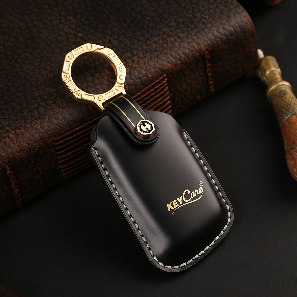 Keycare Italian leather key cover for Exter, Creta, Elite i20, Active i20, Aura, Xcent, Tucson, Elantra 3 button smart key (ITL07) - Keyzone