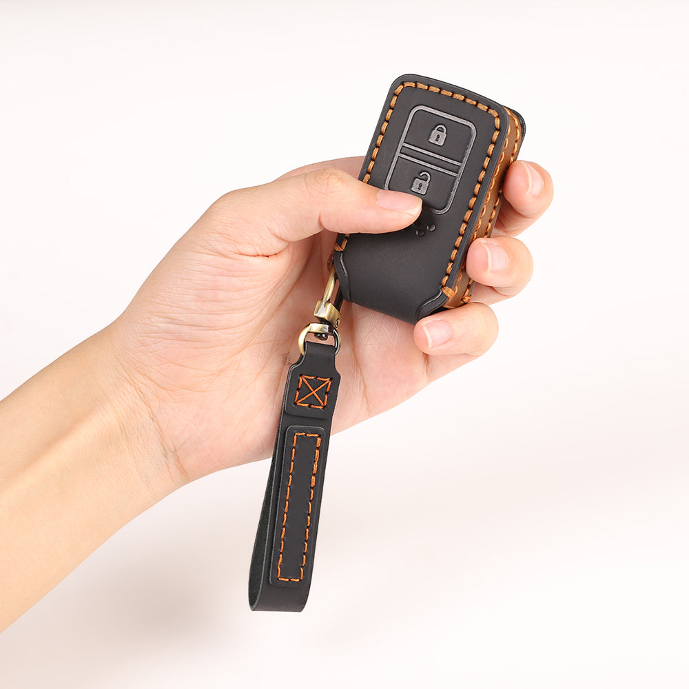Keyzone leather key cover for Elevate, City, Jazz, Amaze 2 button smart key (KZL24_2b) - Keyzone